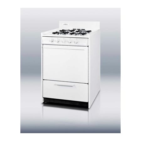 Summit Appliance Div. Summit-Range, Gas, 4 Burners, 2.9 Cu. Ft., Battery Start, White, 24" x 24" x 40" WNM610P